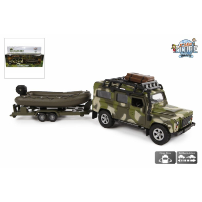 Kids Globe Land Rover met aanhanger met boot