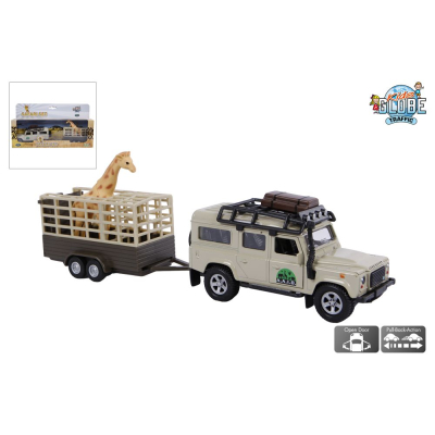 Kids Globe Land Rover met giraffe trailer