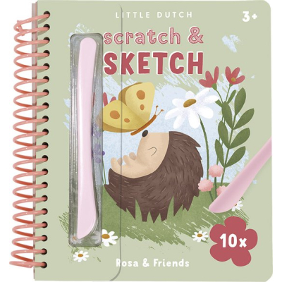 Little Dutch kras- en tekenboek Scratch and Sketch Rosa & Friends