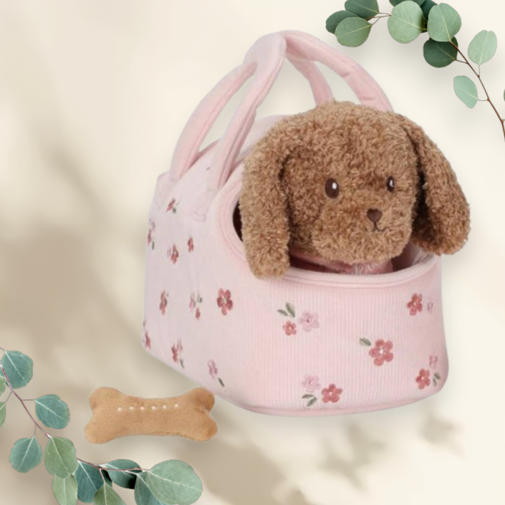 Knuffelhond Jackie in Tas - Little Dutch