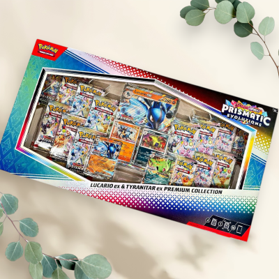 Prismatic Evolutions Lucario ex & Tyranitar ex Premium Collection Box - Pokémon Prismatic Evolutions Lucario ex & Tyranitar ex Premium Collection Box - Pokémon