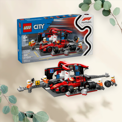 LEGO City F1 Pitstop en Pitcrew met Ferrari Auto - 60443