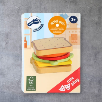 Small Foot - Houten Speeleten Sandwich met Bestek, 7dlg